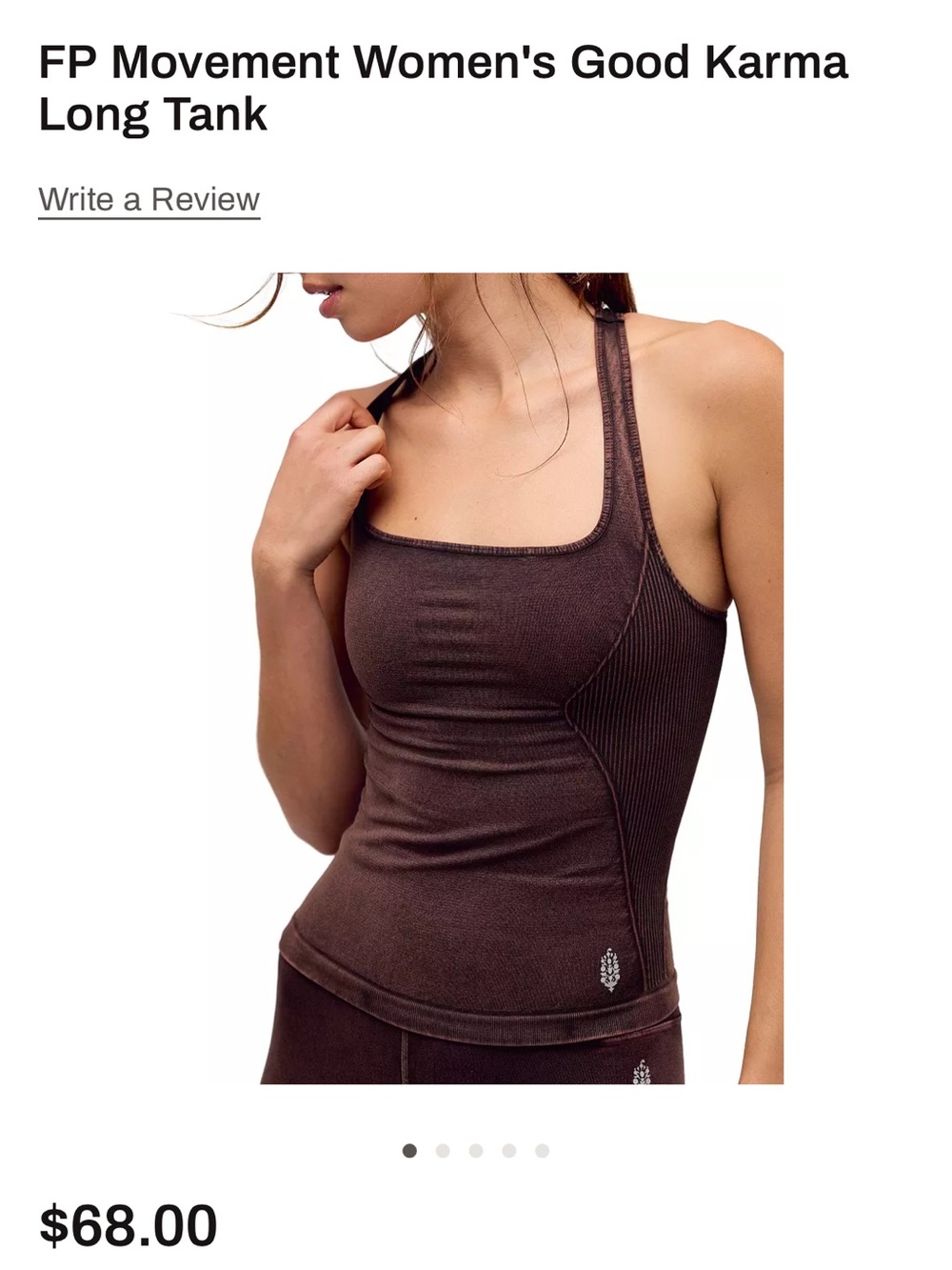 FP Movement by Free People Brown Good Karma Long Tank